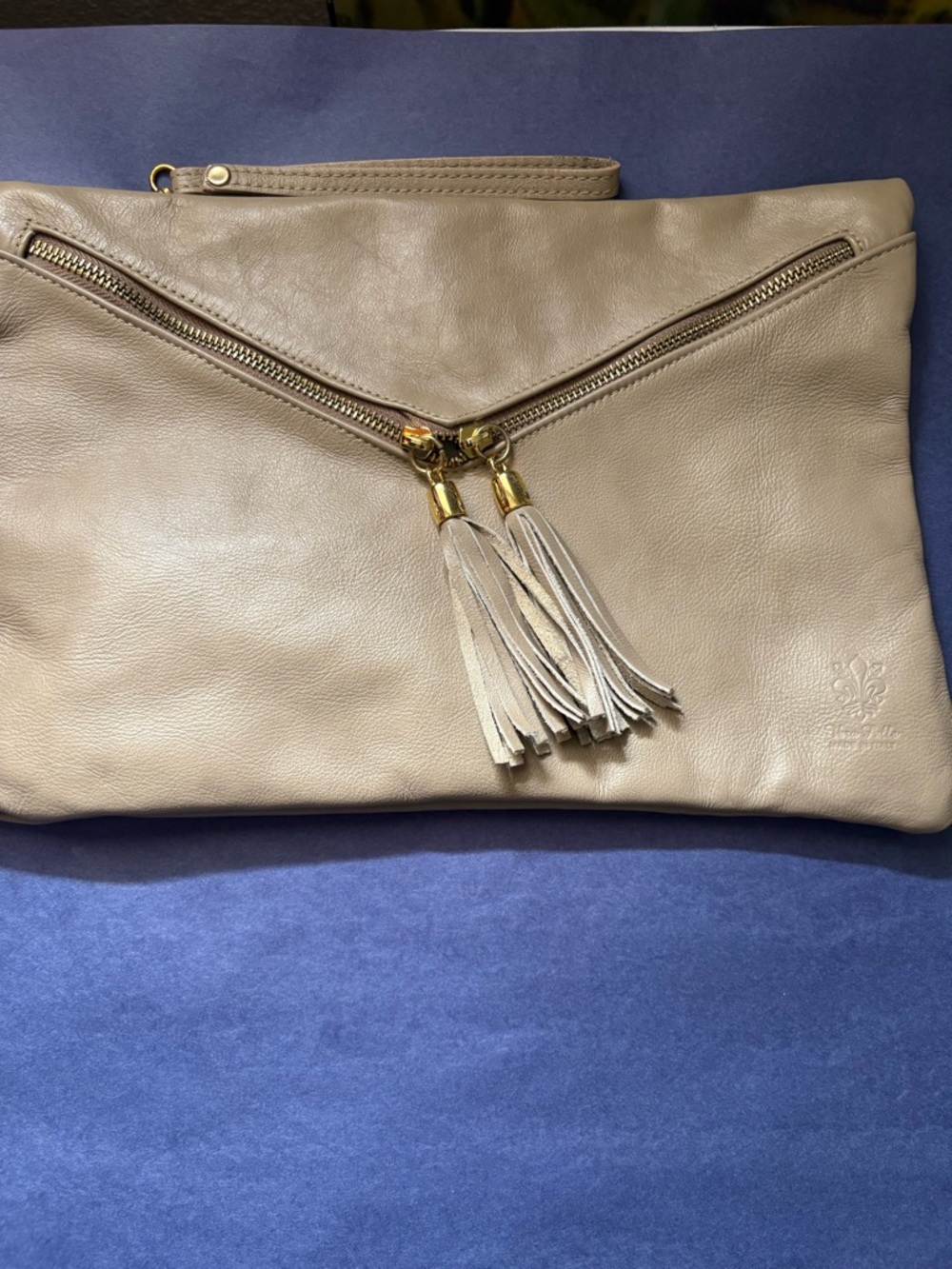 Genuine Italian Leather Tassel Envelope Clutch and Crossbody